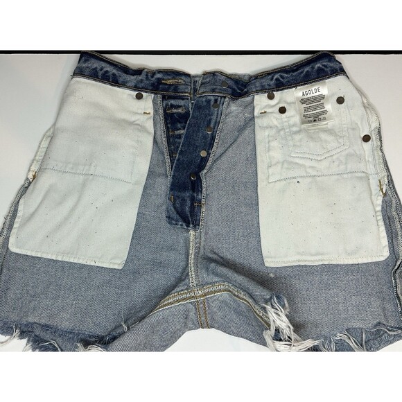 Agolde Jaden High Rise Cut Off Button Fly Distressed Denim Jean Shorts Sz 24 - Picture 6 of 6